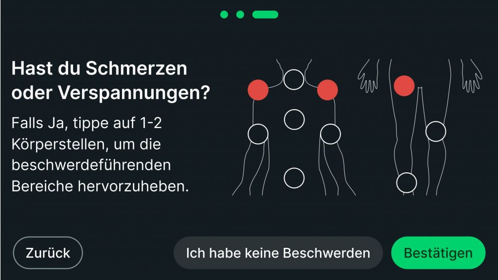 Digitaler Gesundheitsaoch Isa fragt Bereiche mit Beschwerden ab
